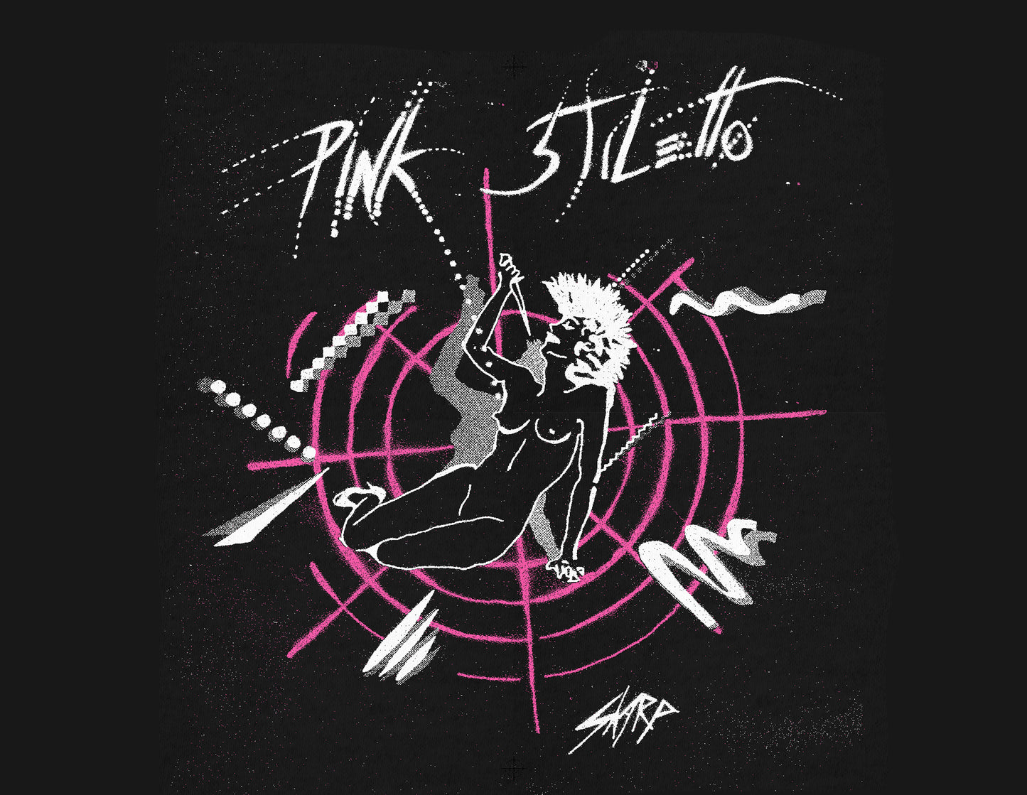 Pink Stiletto - black Tshirt Design1