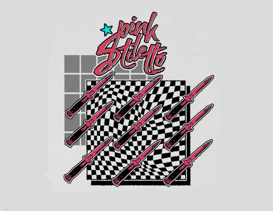 Pink Stiletto - white Tshirt Design2